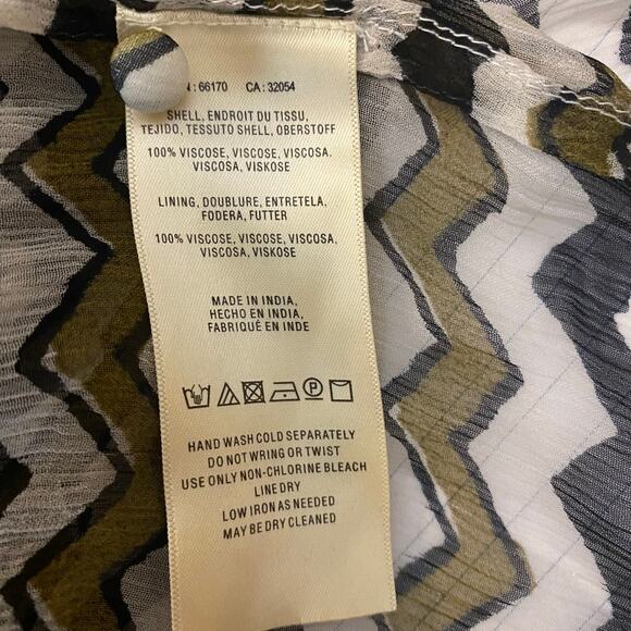 Anthropologie HD Paris Sierade Chevron Ruffle Boho Mini Dress SZ 4 Sheer Retro - Picture 10 of 10